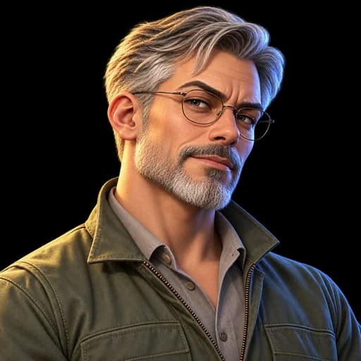 Portrait of Ian “Professor” Whitlock, a fictional Sport division boss